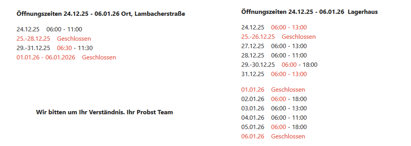 Öffnungszeiten Öffnungszeiten